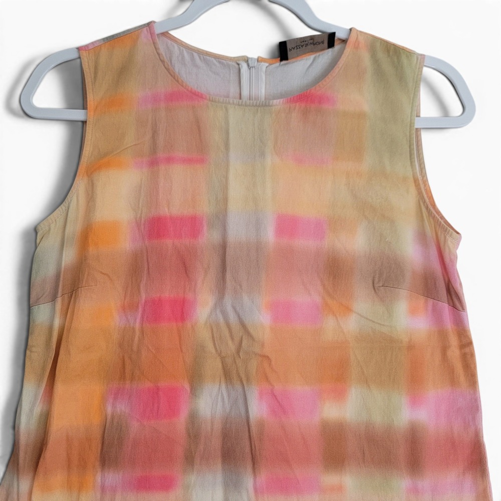 Piazza Sempione Cotton Stretch Sleeveless Shift Dress Watercolor US 4 w/ Pockets - Picture 2 of 9